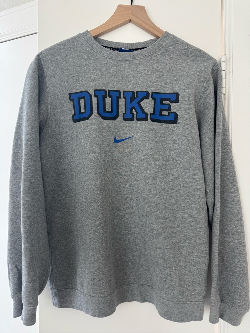 Nike Grey Crewneck Sweatshirt with Blue Duke Lettering